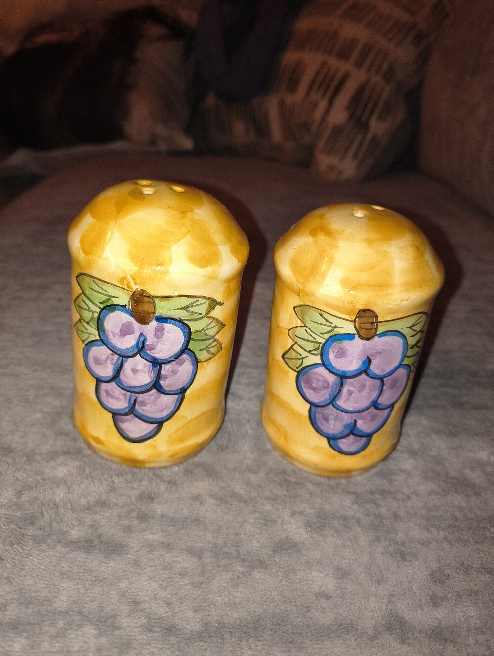 Hand-Painted Yellow Grape Salt and Pepper Shaker Set